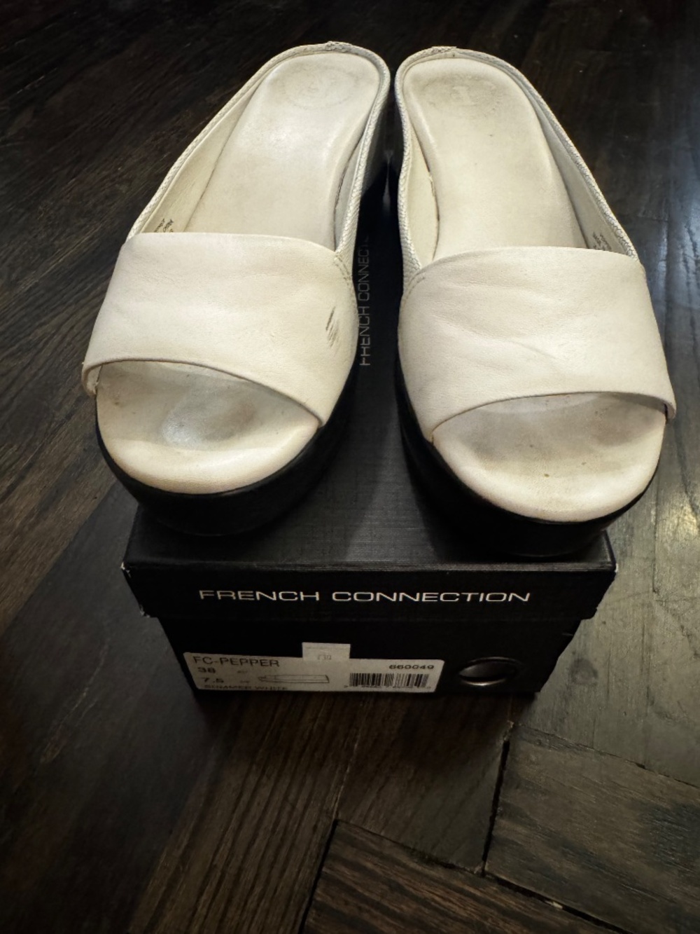 French Connection White Wedge Sandals